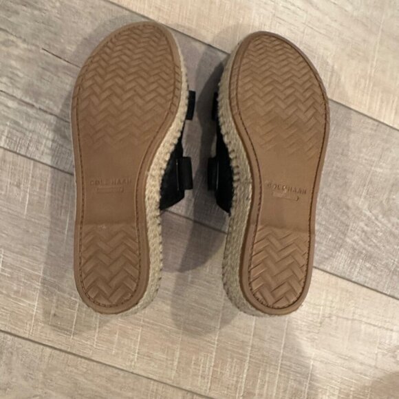 Cole Haan Grandseries Cloudfeel Cushioning Black Suede Espadrille Sandals 6.5 - Picture 10 of 11